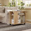 SoBuy FBT34-N Verrijdbare Bijzettafel met Wielen – 2-Laags Opbergtafel / Mobiele Boekenkast voor Woonkamer, Slaapkamer & Kantoor – 70×35×60 cm, Naturel