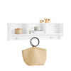 SoBuy FHK35-W Wandkapstok, wandhaak, opbergrek, entreekast met 3 vakken en 3 haken voor hal, wit, 100 x 20 x 30 cm (l x d x h)