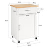 SoBuy FKW102-WN – Keuken Trolley met Lade en Kastje, Draagbaar Keukenkastje op Wieltjes, Houten Werkblad, 68x46x90 cm