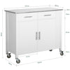 SoBuy FKW108-W Rolling Trolley Keuken Trolley Opbergkast op Wielen Multifunctioneel Buffet