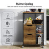 SoBuy FKW111-PF Mobiele Keuken Trolley met Lades en Opbergruimte - Vintage Houten en Zwart Metaal Industriële Keukenkast, 89x53x37 cm
