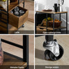 SoBuy FKW111-PF Mobiele Keuken Trolley met Lades en Opbergruimte - Vintage Houten en Zwart Metaal Industriële Keukenkast, 89x53x37 cm