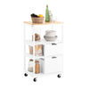 Pre-order SoBuy FKW111-WN Keukenwagen met 2 laden en 3 planken Serveerwagen Bijzetwagen Trolley Theewagen Barwagen Keukenrek met wieltjes