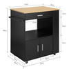 SoBuy FKW113-SCH Keukenkast op Wielen met Lade, 2 Deuren & 3 Zijrekken, Mobiel Buffet voor Keuken – Zwart, 75x46x83cm