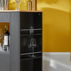 SoBuy FKW113-SCH Keukenkast op Wielen met Lade, 2 Deuren & 3 Zijrekken, Mobiel Buffet voor Keuken – Zwart, 75x46x83cm