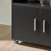 SoBuy FKW113-SCH Keukenkast op Wielen met Lade, 2 Deuren & 3 Zijrekken, Mobiel Buffet voor Keuken – Zwart, 75x46x83cm