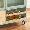SoBuy FKW114-GR Mobiele Keukenkast met Houten Werkblad - Centrale Keukeneiland voor Eetkamer, Groen en Natuurlijk Design, 109 × 40 × 92 cm