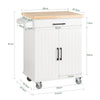 SoBuy FKW119-WN Keukentrolley, Keukenwagen, Serveerwagen, Keukenrolwagen, Keukenkast, Eetkamerkast, Buffet, Dressoir, met 1 Lade, 2 Deuren en 1 Heedoekhouder, Wit, 74,5x91x45,5 cm