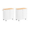 SoBuy FKW124-WN Design keukeneiland serveerwagen keukentrolley met werkblad keukenkast rolwagen sideboard op wielen keukentrolley