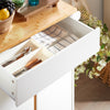 SoBuy FKW125-WN Keukenwagen met werkblad serveerwagen met wieltjes rolwagen keuken eiland keukenkast wit natuur