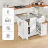 SoBuy FKW128-ST Keukentrolley op Wielen, Keukeneiland met Uitschuifbaar Werkblad, Mobiele Keukentrolley voor Keuken of Eetkamer, Keukenmeubel met Opbergruimte, Wit, 130 x 46/71 x 91 cm
