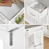 SoBuy FKW128-ST Keukentrolley op Wielen, Keukeneiland met Uitschuifbaar Werkblad, Mobiele Keukentrolley voor Keuken of Eetkamer, Keukenmeubel met Opbergruimte, Wit, 130 x 46/71 x 91 cm