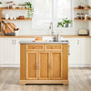 SoBuy FKW130-N Keukenkast op Wielen, Centrale Eiland met Uittrekbaar Werkblad, Mobiele Keukenwagen voor Keuken of Eetkamer, Keukenkast met Opbergruimte Natuur 107x(46–71) x92,5 cm