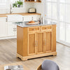 SoBuy FKW130-N Keukenkast op Wielen, Centrale Eiland met Uittrekbaar Werkblad, Mobiele Keukenwagen voor Keuken of Eetkamer, Keukenkast met Opbergruimte Natuur 107x(46–71) x92,5 cm