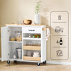 SoBuy FKW131-WN Serveerwagen met wielen, Keukentrolley met rubberhouten werkblad, Rolbare Keukentrolley, Zijkar, Keukenplank en Keukenkast 92 x 42 x 87 cm, Wit