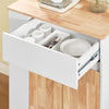 SoBuy FKW132-WN Keukenwagen op Wielen – Keukenkast met Werkblad van Rubberhout, Vrijstaand Keukenmeubel voor Eetkamer en Koffiehoek 70 x 40 x 90 cm Wit