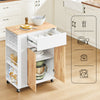 SoBuy FKW132-WN Keukenwagen op Wielen – Keukenkast met Werkblad van Rubberhout, Vrijstaand Keukenmeubel voor Eetkamer en Koffiehoek 70 x 40 x 90 cm Wit
