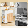 SoBuy FKW132-WN Keukenwagen op Wielen – Keukenkast met Werkblad van Rubberhout, Vrijstaand Keukenmeubel voor Eetkamer en Koffiehoek 70 x 40 x 90 cm Wit