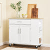 SoBuy FKW133-WN Verrijdbaar Keukeneiland – Keuken Trolley op Wieltjes – Keukenmeubel met Werkblad en Lade voor Eetkamer of Buitenkeuken, Wit 99x40x85 cm
