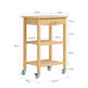 SoBuy FKW135-N keukentrolley van verkoold bamboe – houten keukentrolley met wielen, antibacterieel, vochtbestendig, geurloos, ideaal voor keuken, huis en eetkamer (58 × 40 × 86 cm)