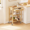 SoBuy FKW135-N keukentrolley van verkoold bamboe – houten keukentrolley met wielen, antibacterieel, vochtbestendig, geurloos, ideaal voor keuken, huis en eetkamer (58 × 40 × 86 cm)
