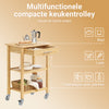 SoBuy FKW135-N keukentrolley van verkoold bamboe – houten keukentrolley met wielen, antibacterieel, vochtbestendig, geurloos, ideaal voor keuken, huis en eetkamer (58 × 40 × 86 cm)