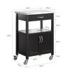 SoBuy FKW22-SCH Keukenwagen met RVS Werkblad, Lade, Open Rek & 2 Deuren op Wielen, Compact Kookeiland – Zwart, 60x45x92cm