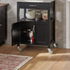 SoBuy FKW22-SCH Keukenwagen met RVS Werkblad, Lade, Open Rek & 2 Deuren op Wielen, Compact Kookeiland – Zwart, 60x45x92cm