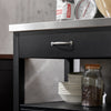 SoBuy FKW22-SCH Keukenwagen met RVS Werkblad, Lade, Open Rek & 2 Deuren op Wielen, Compact Kookeiland – Zwart, 60x45x92cm