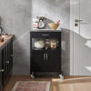 SoBuy FKW22-SCH Keukenwagen met RVS Werkblad, Lade, Open Rek & 2 Deuren op Wielen, Compact Kookeiland – Zwart, 60x45x92cm