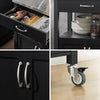 SoBuy FKW22-SCH Mobiele Keukenwagen met Werkblad, Compacte Keuken Desserte voor Opberging, Multifunctionele Servicetrolley in Zwart 60x92x45cm
