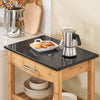 SoBuy FKW28-SCH Keuken Karretje met Marmeren Werkblad en Bamboe Opbergrek - Mobiele Keuken Desserte Zwart L58xP40xH85cm
