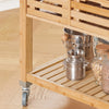 SoBuy FKW40-N Rolling Keukentrolley, Rolwagen Keuken Opbergkast van Bamboe, Multifunctionele Buffet Serveerwagen met Lade, RVS Werkblad, Houtkleur, 73x46x93cm