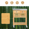 SoBuy FKW40-N Rolling Keukentrolley, Rolwagen Keuken Opbergkast van Bamboe, Multifunctionele Buffet Serveerwagen met Lade, RVS Werkblad, Houtkleur, 73x46x93cm