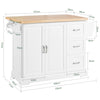 SoBuy FKW41-II-WN Keukentrolley met Wielen, Uitschuifbaar Werkblad, 2 Lades en Verstelbare Planken, Mobiel Keukeneiland voor Keuken of Eetkamer 130 x 46 (+ 25) x 91 cm