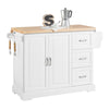 SoBuy FKW41-II-WN Keukentrolley met Wielen, Uitschuifbaar Werkblad, 2 Lades en Verstelbare Planken, Mobiel Keukeneiland voor Keuken of Eetkamer 130 x 46 (+ 25) x 91 cm