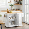 SoBuy FKW41-II-WN Keukentrolley met Wielen, Uitschuifbaar Werkblad, 2 Lades en Verstelbare Planken, Mobiel Keukeneiland voor Keuken of Eetkamer 130 x 46 (+ 25) x 91 cm