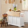 SoBuy FKW41-II-WN Keukentrolley met Wielen, Uitschuifbaar Werkblad, 2 Lades en Verstelbare Planken, Mobiel Keukeneiland voor Keuken of Eetkamer 130 x 46 (+ 25) x 91 cm