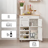 SoBuy FKW45-WN Keukenmeubel op wieltjes met werkblad – Keukentrolley met lades, flessenrek, compact kookeiland voor keuken, eetkamer en buitengebruik – Wit 67x86x38cm