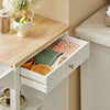 SoBuy FKW46-WN Keukentrolley Wit – Serveerwagen met Massief Houten Blad, Lade, Kast en 3 Planken