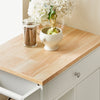 SoBuy FKW46-WN Keukentrolley Wit – Serveerwagen met Massief Houten Blad, Lade, Kast en 3 Planken