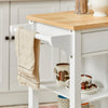 SoBuy FKW46-WN Keukentrolley Wit – Serveerwagen met Massief Houten Blad, Lade, Kast en 3 Planken