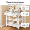 SoBuy FKW47-II-W Keukentrolley op Wielen met RVS Werkblad – 1 Lade, 2 Open Planken, Wit, 81×45×90 cm