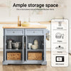 SoBuy FKW71-II-HG Grijs Keukeneiland op Wielen – Uitbreidbaar Werkblad, 2 Lades, 2 Kasten en Ophangsysteem, 115×46/71×92 cm