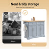 SoBuy FKW71-II-HG Grijs Keukeneiland op Wielen – Uitbreidbaar Werkblad, 2 Lades, 2 Kasten en Ophangsysteem, 115×46/71×92 cm