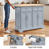 SoBuy FKW71-II-HG Grijs Keukeneiland op Wielen – Uitbreidbaar Werkblad, 2 Lades, 2 Kasten en Ophangsysteem, 115×46/71×92 cm