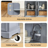 SoBuy FKW71-II-HG Grijs Keukeneiland op Wielen – Uitbreidbaar Werkblad, 2 Lades, 2 Kasten en Ophangsysteem, 115×46/71×92 cm