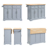 SoBuy FKW71-II-HG Grijs Keukeneiland op Wielen – Uitbreidbaar Werkblad, 2 Lades, 2 Kasten en Ophangsysteem, 115×46/71×92 cm