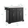 SoBuy FKW71-II-SCH Keukeneiland op Wielen met Uitschuifbaar RVS Werkblad, 2 Laden & Kast, Mobiel – Zwart, 115x46/71x92cm