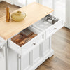 SoBuy FKW71-II-WN Keukentrolley met Wielen, Centrale Eiland met Uittrekbaar Werkblad Mobiele Keukenkast voor Keuken of Eetkamer, Keukenkast met Opslag Wit 115x46/71x92 cm